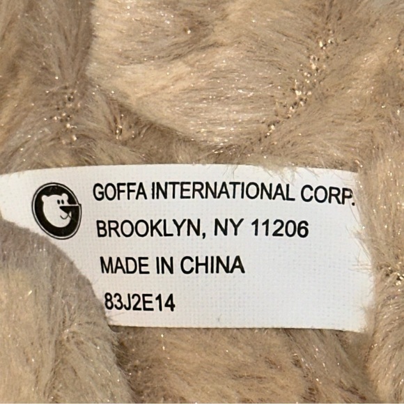 Goffa Waffle Fur Tan Teddy Bear Plush Sitting 10 in Brown Bow Stuffed Animal - Picture 13 of 13